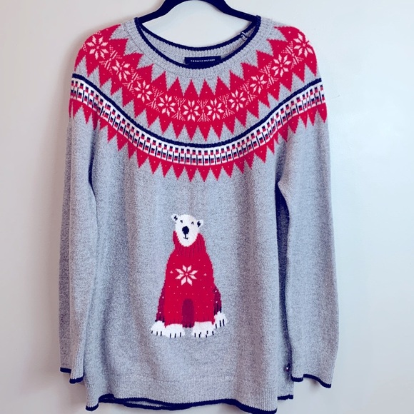Tommy Hilfiger Fairisle Knit Pullover Polar Bear Holiday Sweater - Picture 5 of 11